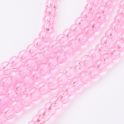 1 Strand Transparent Crackle Glass Round Beads Strands X-CCG-Q001-4mm-02-1