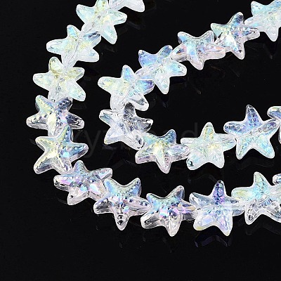 Electroplate Transparent Glass Beads Strands EGLA-Q136-01A-01-1