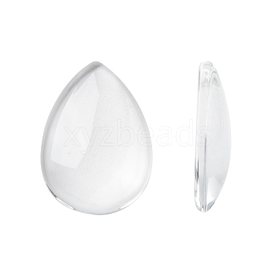 Transparent Teardrop Glass Cabochons GGLA-R024-25x18-1