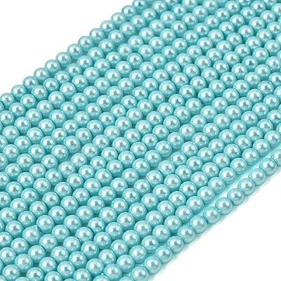 Eco-Friendly Dyed Glass Pearl Round Beads Strands HY-A002-4mm-RB104-1