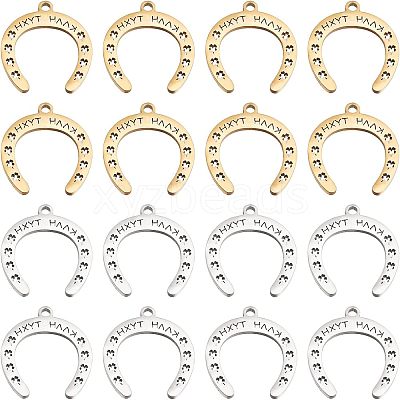 16Pcs 2 Colors 201 Stainless Steel Pendants STAS-CA0001-52-1