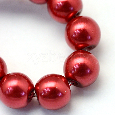 Baking Paint Pearlized Glass Pearl Round Bead Strands HY-Q330-8mm-51-1