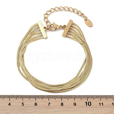 304 Stainless Steel Snake Chain Multi-Strand Bracelets For Women BJEW-Z095-01B-G-1