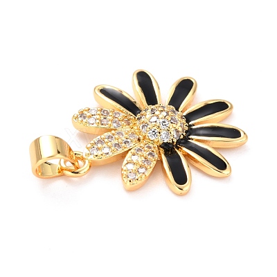Real 18K Gold Plated Brass Micro Pave Cubic Zirconia Pendants ZIRC-L100-087G-1