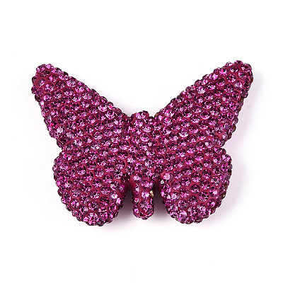Butterfly Shaped Handmade Polymer Clay Rhinestone Beads CLAY-T023-23A-1