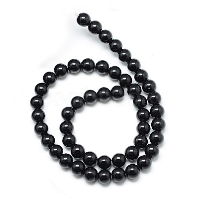 Synthetic Black Stone Bead Strands G-R345-8mm-35-1-1