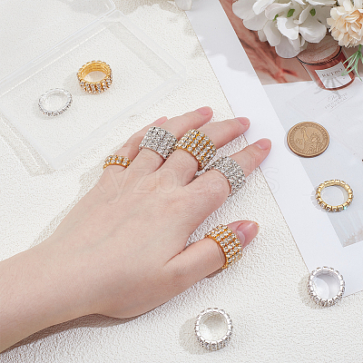 10Pcs 10 Styles Iron & Rhinestone Finger Rings for Women RJEW-UN0003-08-1