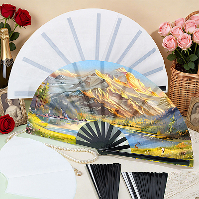 Cloth Hand Held Fan LS-DIY-WH0579-95B-1