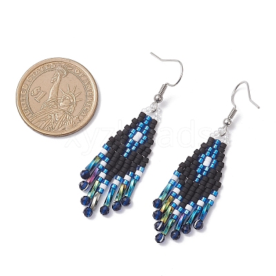 Synthetic Spinel Rhombus Dangle Earrings EJEW-MZ00632-03-1