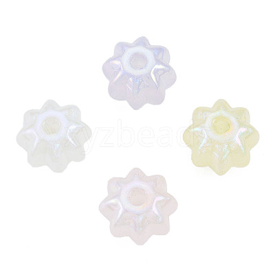 Rainbow Iridescent Plating Acrylic Beads OACR-N010-074-1