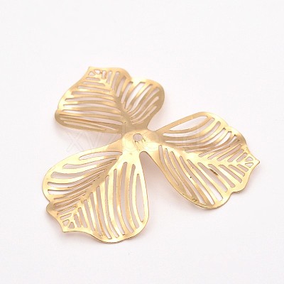 3-Petal Flower Rack Plating Iron Bead Caps X-IFIN-D071-1