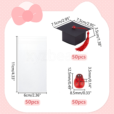 Graduation Cap Shaped Paper Gift Box Sets AJEW-WR0002-70-1