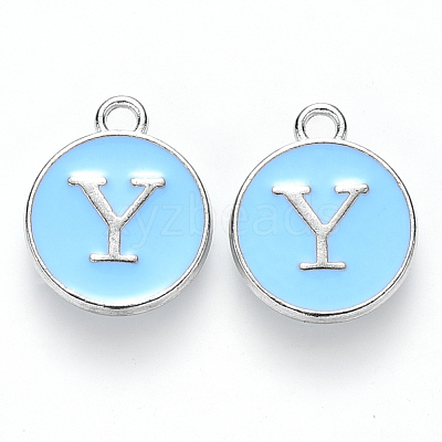 Platinum Plated Alloy Enamel Charms X-ENAM-S118-04Y-P-1