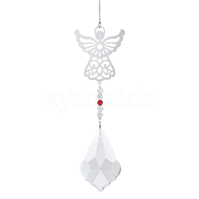 Teardrop Glass Hanging Suncatcher Pendant Decoration DJEW-PW0008-04A-1