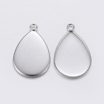 Tarnish Resistant 304 Stainless Steel Pendant Cabochon Settings X-STAS-P198-14A-1