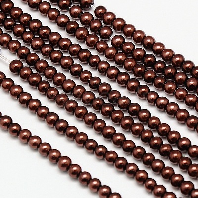 Eco-Friendly Dyed Glass Pearl Round Beads Strands HY-A002-4mm-RB039-1