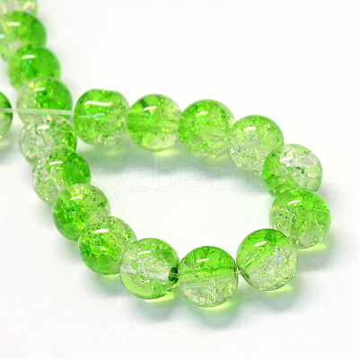 Baking Paint Transparent Crackle Glass Round Bead Strands DGLA-Q018-8mm-04-1