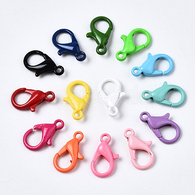 Spray Painted Eco-Friendly Alloy Lobster Claw Clasps PALLOY-T080-06E-NR-1