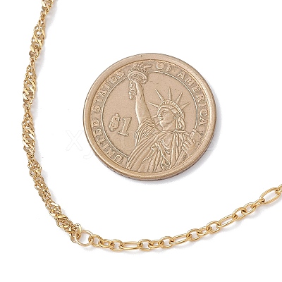 304 Stainless Steel Figaro Chain Singapore Chain Necklaces for Women NJEW-JN05591-1