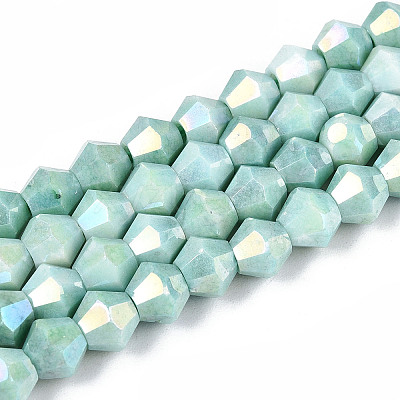 Anti-Tarnish Electroplate Bicone Glass Beads Strands EGLA-T021-6mm-16-07-1