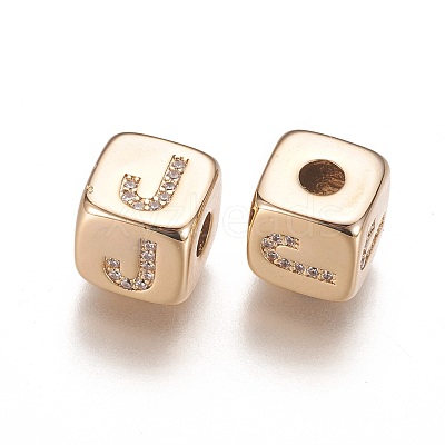 Brass Micro Pave Cubic Zirconia Beads KK-K238-16G-J-1