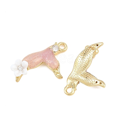 Alloy with Pink Enamel Pendants RB-CBA1FD3-22G-02-1