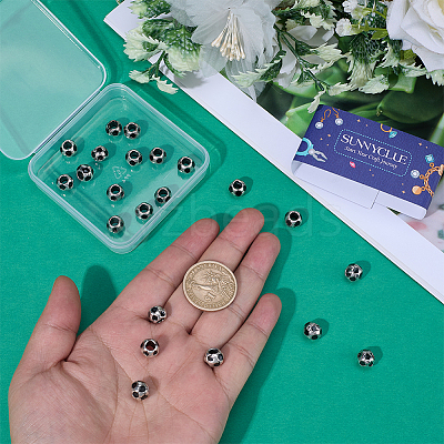 30Pcs Large Hole FootBall/Soccer Ball Alloy Enamel European Beads MPDL-SC0001-12-1