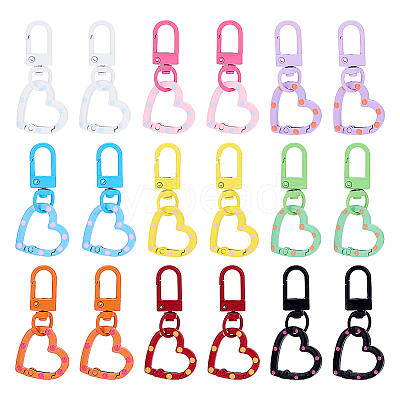 18Pcs 9 Style Alloy Spring Gate Rings & Alloy Swivel Clasps HJEW-PH02501-1