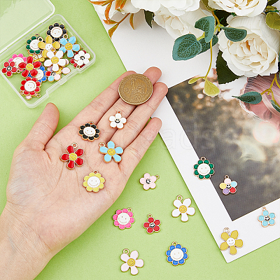 32Pcs 16 Styles Alloy Enamel Pendants ENAM-FH0001-66-1