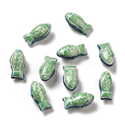 Handmade Printed Porcelain Beads PORC-E015-17F-1