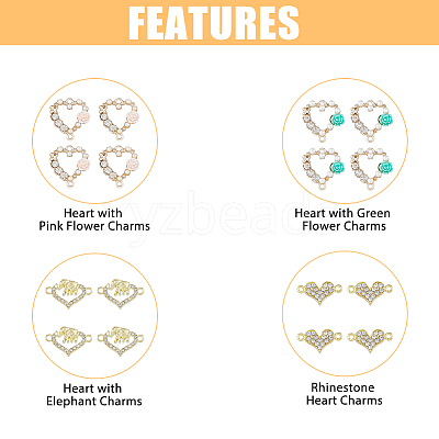 32Pcs 4 Styles Alloy Crystal Rhinestone Connector Charms FIND-DC0003-53-1