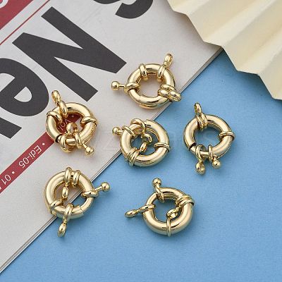 Rack Plating Brass Spring Clasps KK-D399-B-G-NF-1