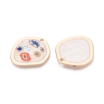 Printed Alloy Enamel Pendants ENAM-N071-11G-02-1