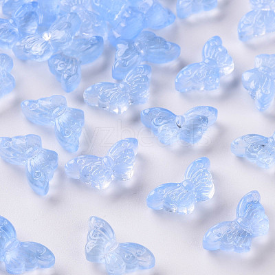 Transparent Spray Painted Glass Beads GLAA-S190-018F-02-1