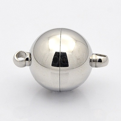Tarnish Resistant Round 304 Stainless Steel Magnetic Clasps with Loops STAS-N014-01-16mm-1