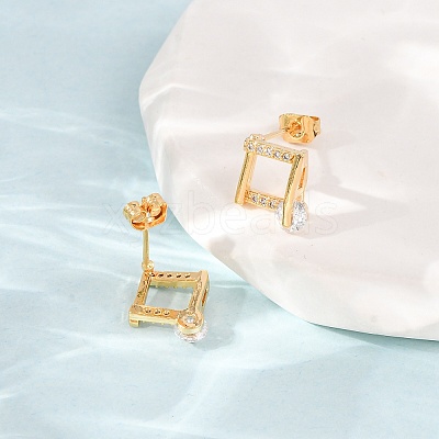 Brass Micro Pave Cubic Zirconia Stud Earrings KK-CBACC01-04G-1