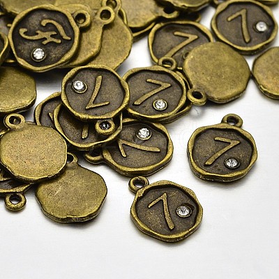 Antique Bronze Plated Alloy Rhinestone Charms ALRI-J153-07-NF-1