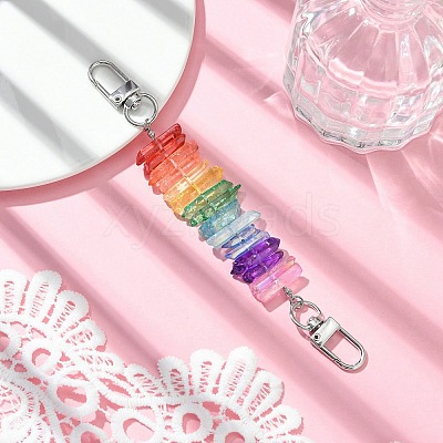 Dyed Colorful Natural Quartz Crystal Chakra Prism Link Bag Extender Chains FIND-JF00145-1