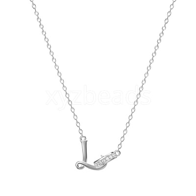 304 Stainless Steel Crystal Rhinestone Initial Pendant Necklaces FS-WGCEFCC-12-1