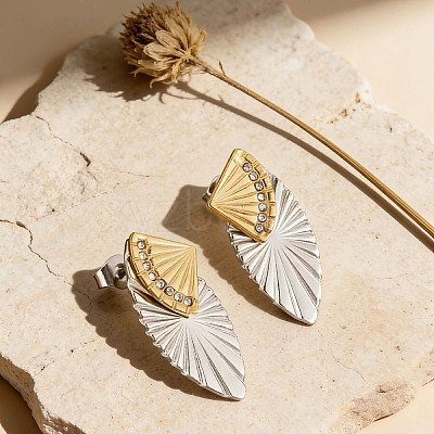 304 Stainless Steel Rhinestone Stud Earrings for Women WG5D728-01-1