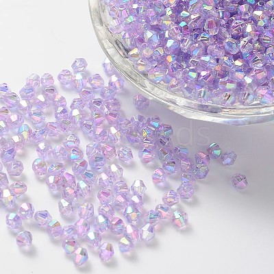 Bicone AB Color Plated Eco-Friendly Transparent Acrylic Beads X-TACR-A003-4mm-20-1