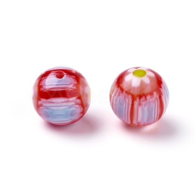 Handmade Millefiori Glass Round Beads X-LAMP-J038-10mm-M-1