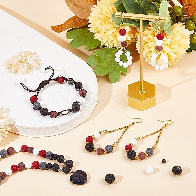 Synthetic Lava Rock Beads Strands G-S247-8mm-08-1-1