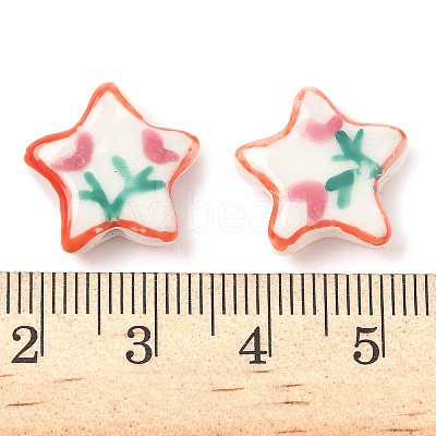 Flower Theme Handmade Porcelain Beads LAMP-D303-06D-01-1