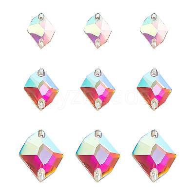 72Pcs 3 Style Irregular Rhombus Glass Sew on Rhinestone GLAA-GO0001-15-1