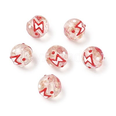 Luminous Handmade Enamel Gold Sand Glass Beads Strands LAMP-U004-08A-1