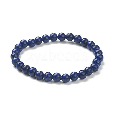 Natural Lapis Lazuli Beaded Stretch Bracelets BJEW-D446-B-41-1
