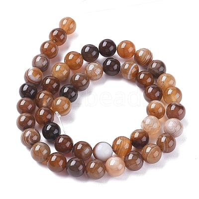 Natural Striped Agate/Banded Agate Beads Strands X-G-G582-8mm-55-1