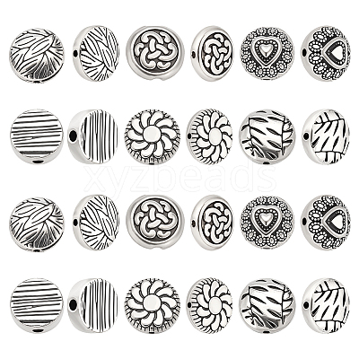 60Pcs 6 Styles Tibetan Style Alloy Beads FIND-ME0001-53-1