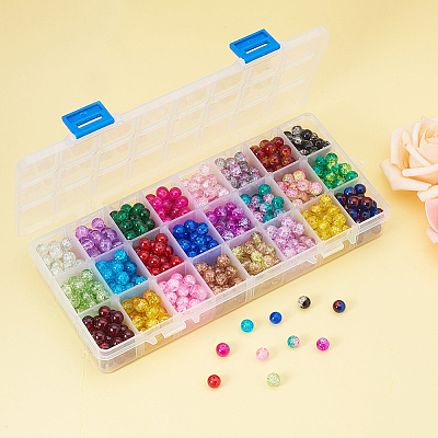 Spray Painted Crackle Glass Beads CCG-PH0002-01-8mm-1